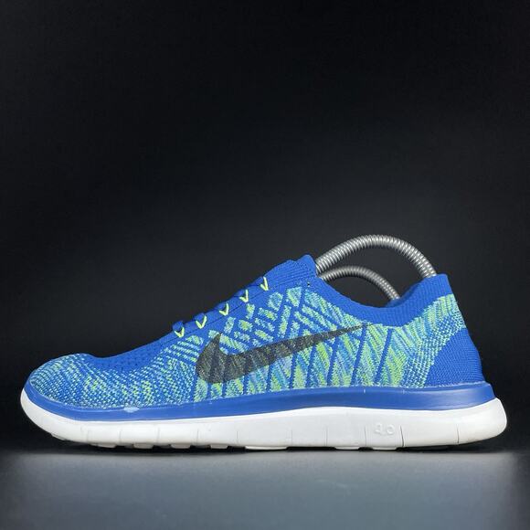 Mens 7 Womens 8.5 Nike Free 4.0 Flyknit Running Shoe Athletic Sneaker Blue Green - Picture 1 of 9